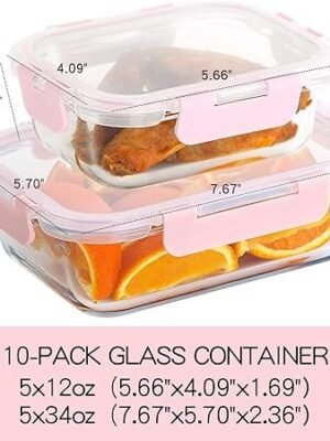 71-4johC9AL._AC_SY450_.jpg C CREST 10 Pack Glass Meal Prep Containers Food Storage Containers