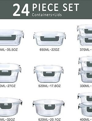 71xJoSjZhFL._AC_SX425_.jpg M MCIRCO 24Piece Glass Food Storage Containers